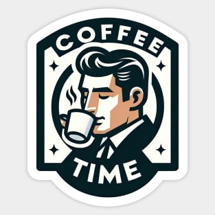 man drink cup of coffee Sticker